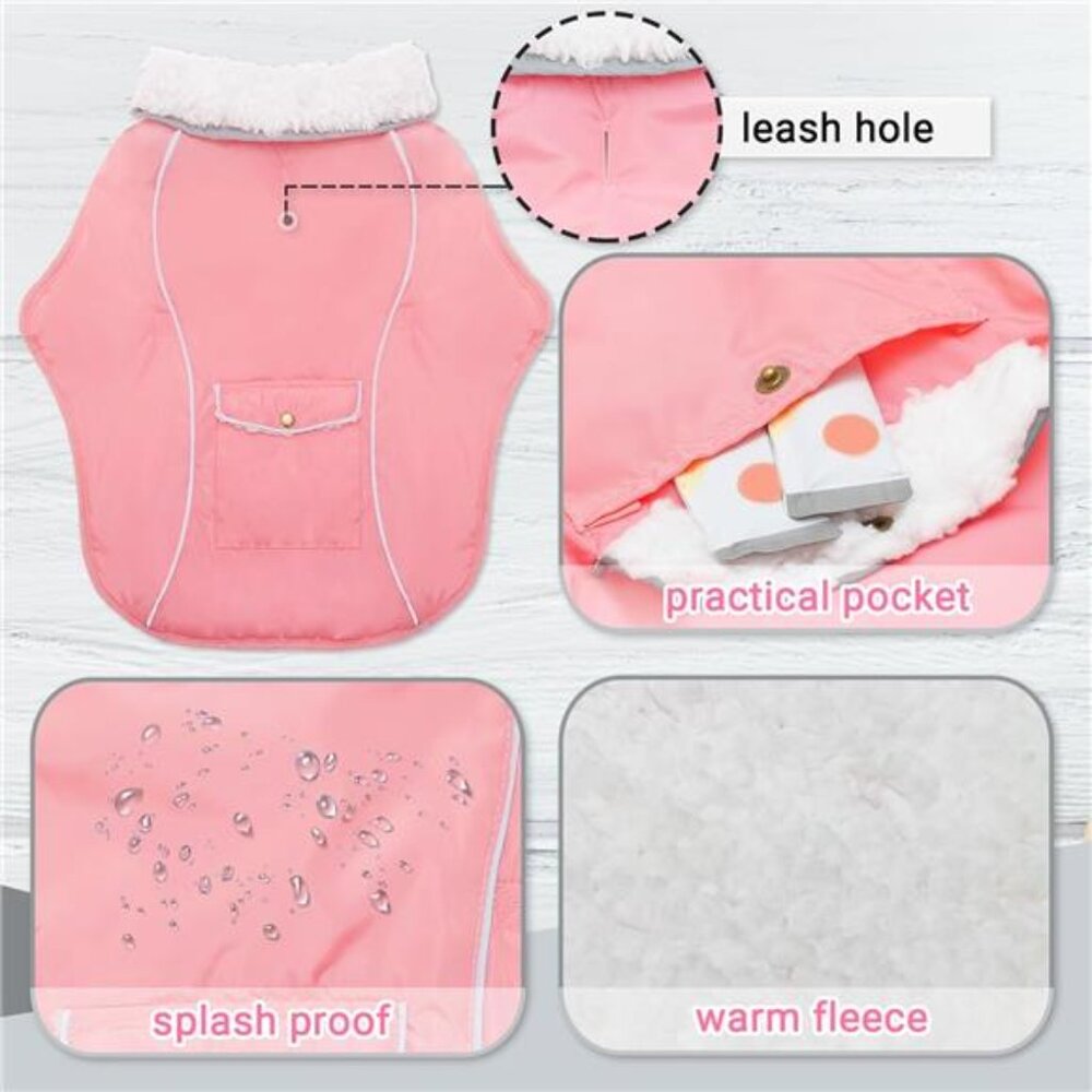 Dog Winter Coat - Warm Dog Clothes Rain Snow Wind Cold Weather Reflective Small - Picture 3 of 8